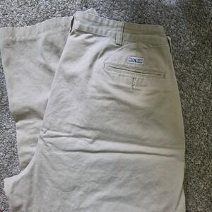 Polo Ralph Lauren Andrew Pant Mens 38x32 Tan Khaki Pleated Chino Cotton Trousers